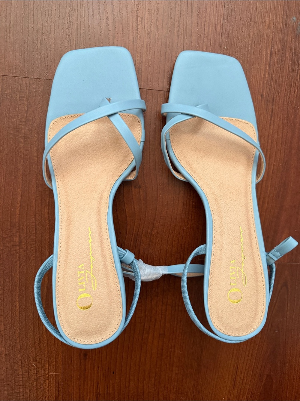 Light Blue Strappy Square-Toe Women's Sandals